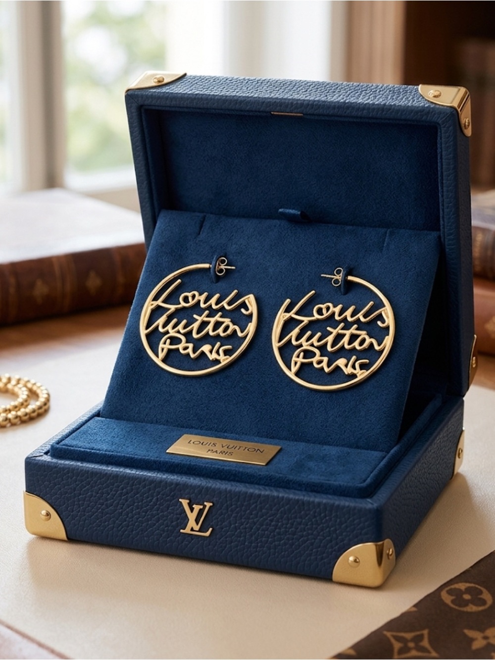 Gold Script Hoop Earrings - Box Not included)